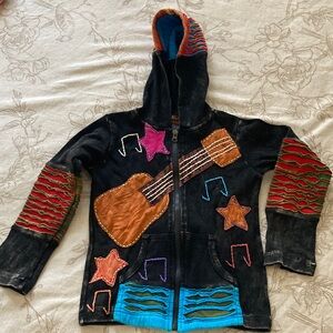 Rising International Black Hoodie with Pink and Orange Accents